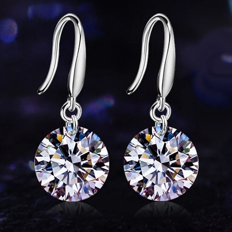 Чувствуя девушка Для женщин серебро серьги падения мотаться Hook Swarovski Crystal горный