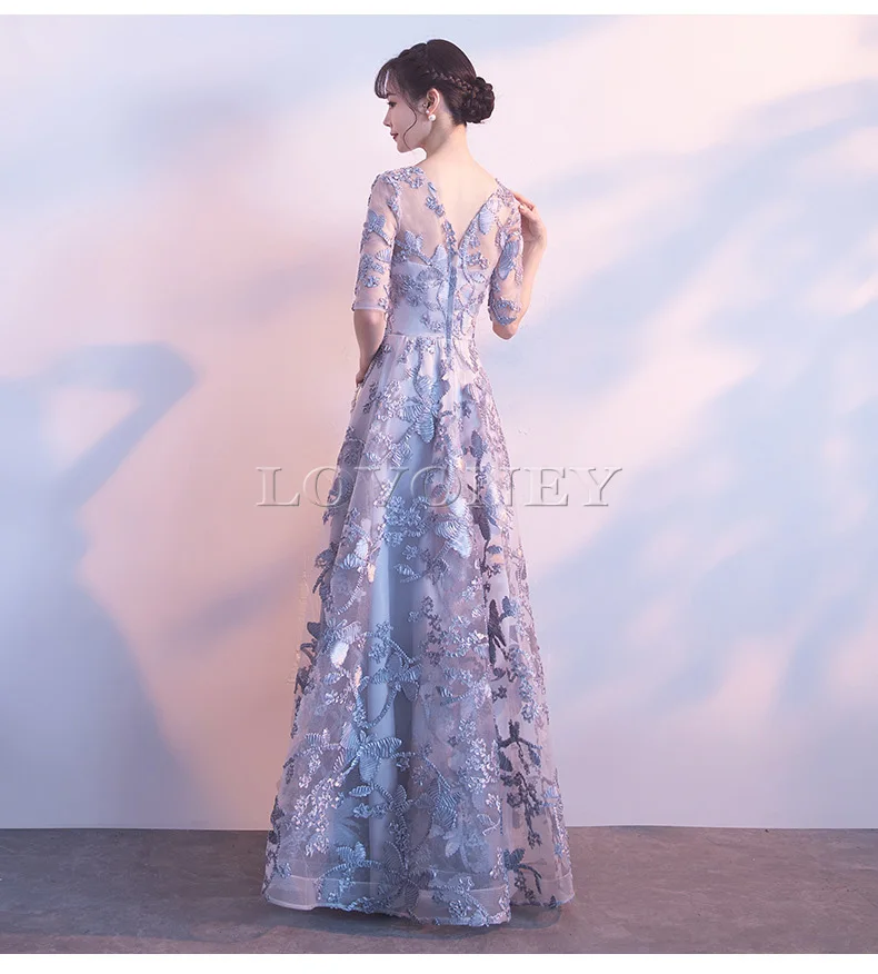 DEERVEADO Robe De Soiree элегантное вечернее платье с коротким рукавом длинное торжественное платье вечернее платье сексуальное с открытой спиной платье для выпускного вечера M253