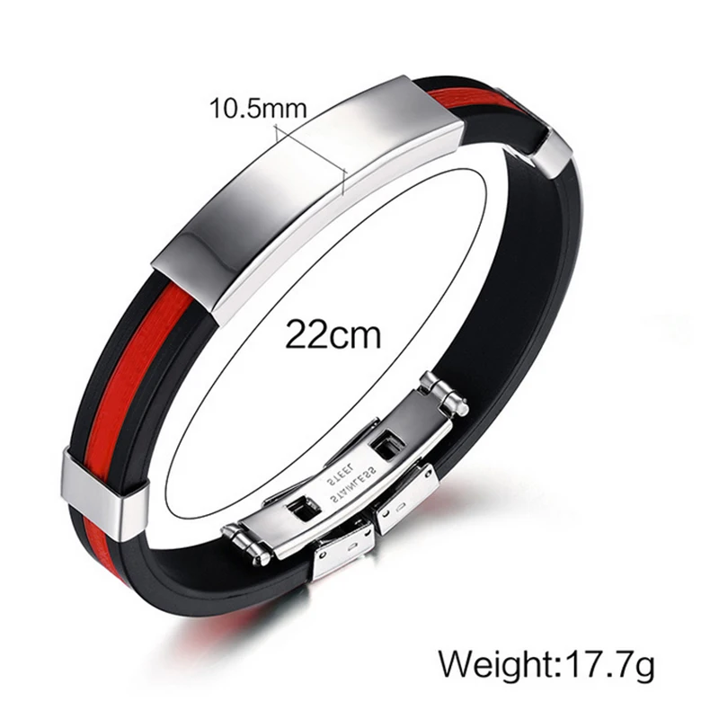 stainless steel bracelet fashion USA Police policeman blue silicone bracelets for women masculino bangles man pulseras | Украшения и
