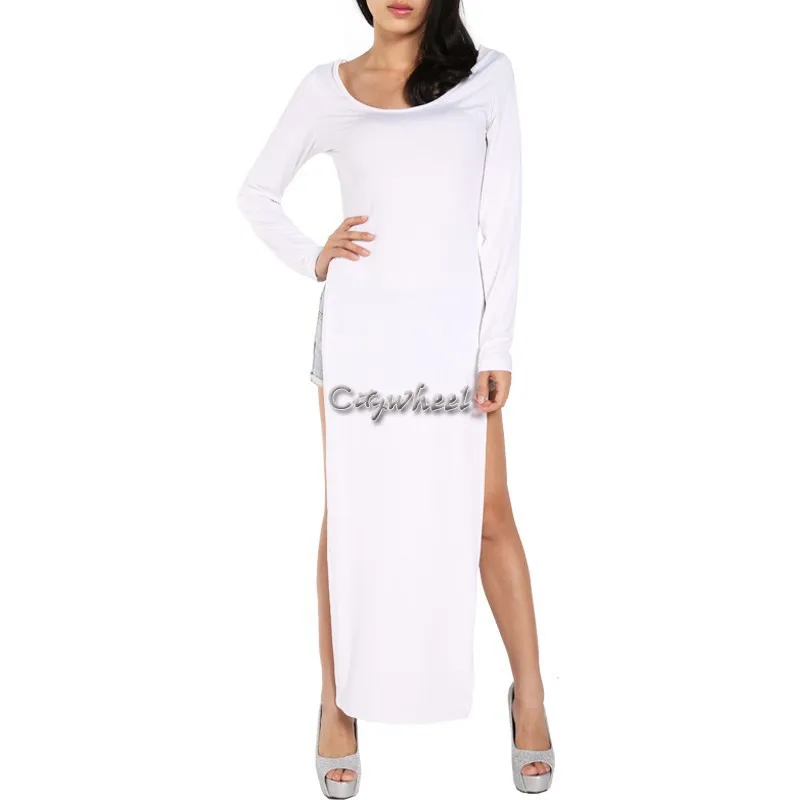 Free Shipping 2014 Autumn Spring Sexy Women's Fashion Double Side Slit Open Long Dress Slim Maxi 50 |