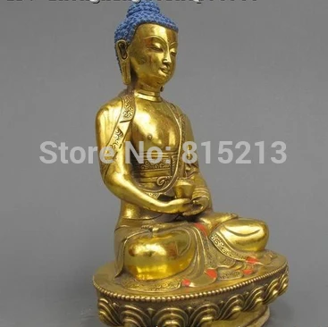 bi00947 12&quotTibet Buddhist Temple Refined Bronze Gild Amitayus Shakyamuni Buddha statue | Дом и сад