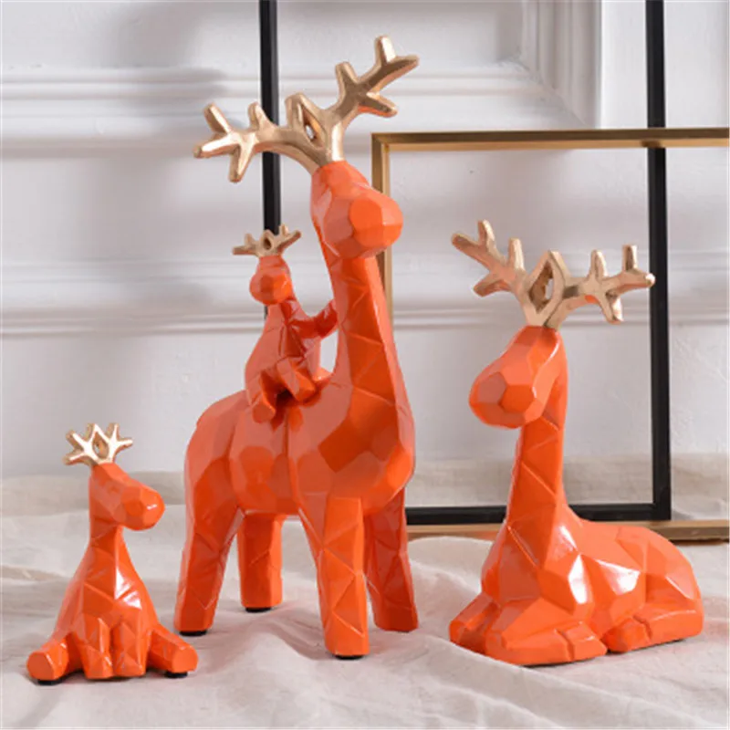 

Nordic Simulation Animal Abstraction Geometry Deer Resin Craftwork Figurines Personality New Home Housewarming Gifts X1480