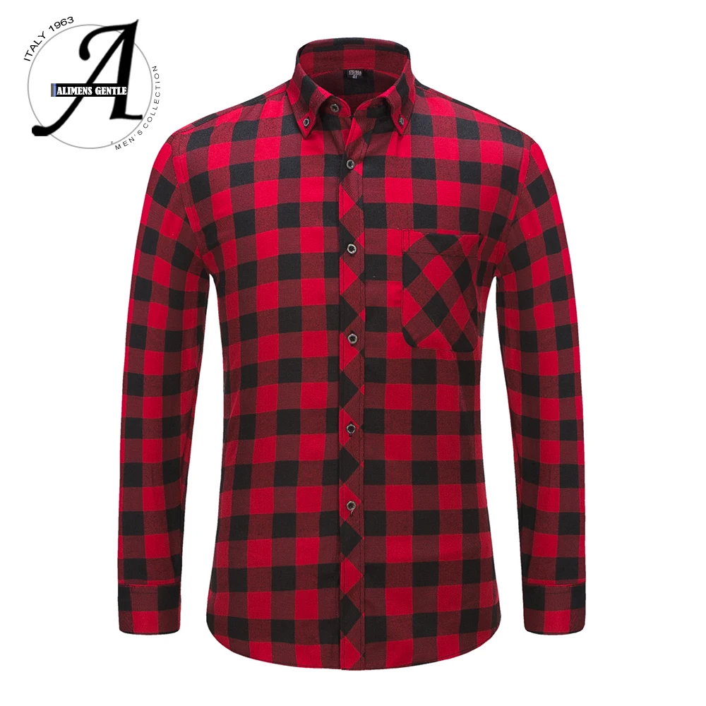 Мужская Фланелевая рубашка в клетку с длинным рукавом|social masculina|camisa social masculinaplaid