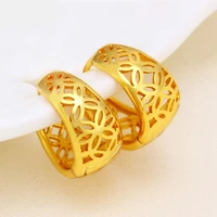 hollow hoop earrings yellow gold filled womens earrings classic style