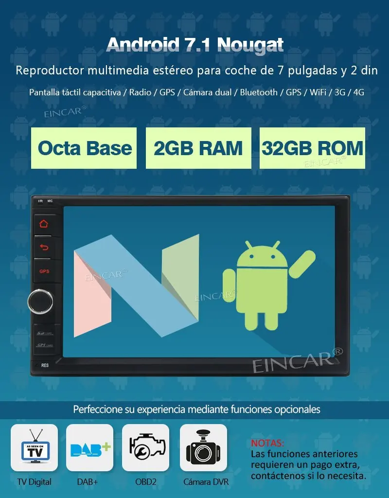 Беспроводная камера + Android 7 1 Восьмиядерный автомобильный стерео радио двойной Din