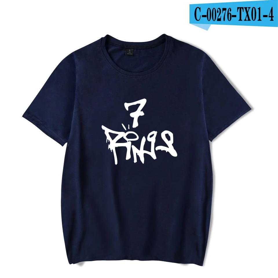 Navy blue Новинка, повседневные футболки с принтом Ариана Гранде, женская и мужская одежда,, топы с коротким рукавом, Kpop футболки, плюс размер, на заказ - Цвет: Navy blue