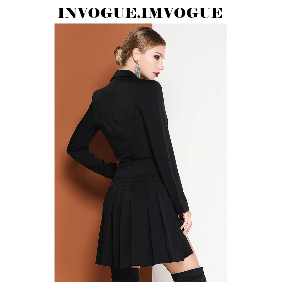 INVOGUE. IMVUGUE 2019 Новое поступление однотонный Модный комплект из двух предметов с
