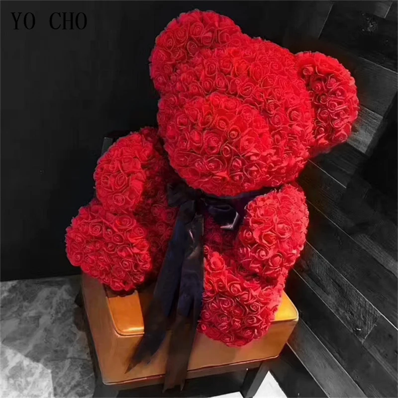 YO CHO Прямая поставка 2019 Горячая искусственная Роза медведь коробка 40 см мишки из