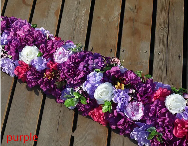 

New Arrival Elegant Artificial Flower Rows Wedding Centerpieces Road Cited Flower Table Runner Decoration Supplies Free Shipping