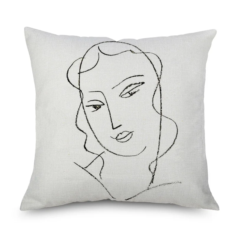 Henri Matisse художественная живопись Подушка с портретном покрывало простой чертеж линии Декоративные Бежевый Льняной чехол для подушки дивана Deocr