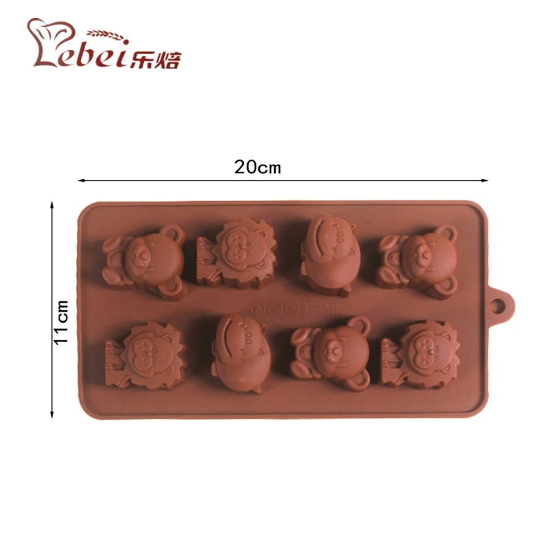 LeBei 8 Holes Cute Bear Lion Hippo Chocolate Mold Soap / Ice DIY For Kids Pudding Silicone High Temperature | Дом и сад