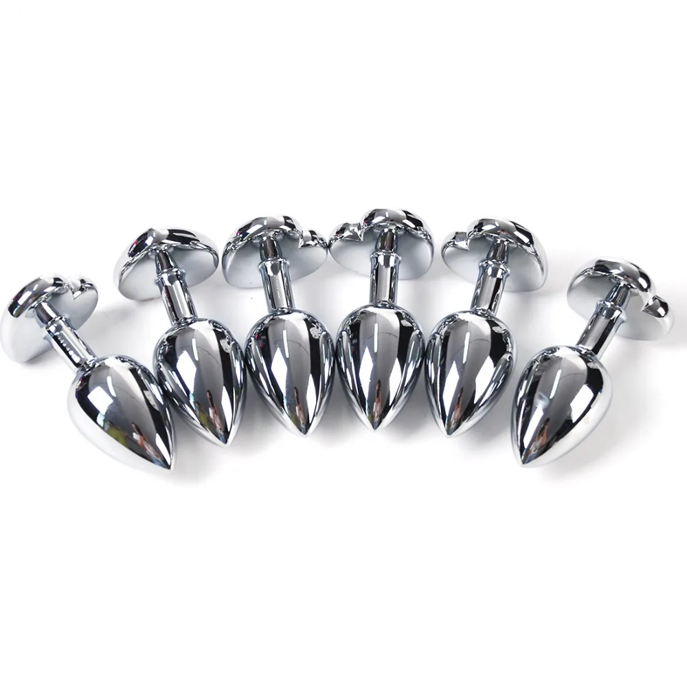 Crystal Jewelry Anal Beads Heart Base Butt Plug Stimulator S M L Metal Dildo Sex Toys Products For Women |