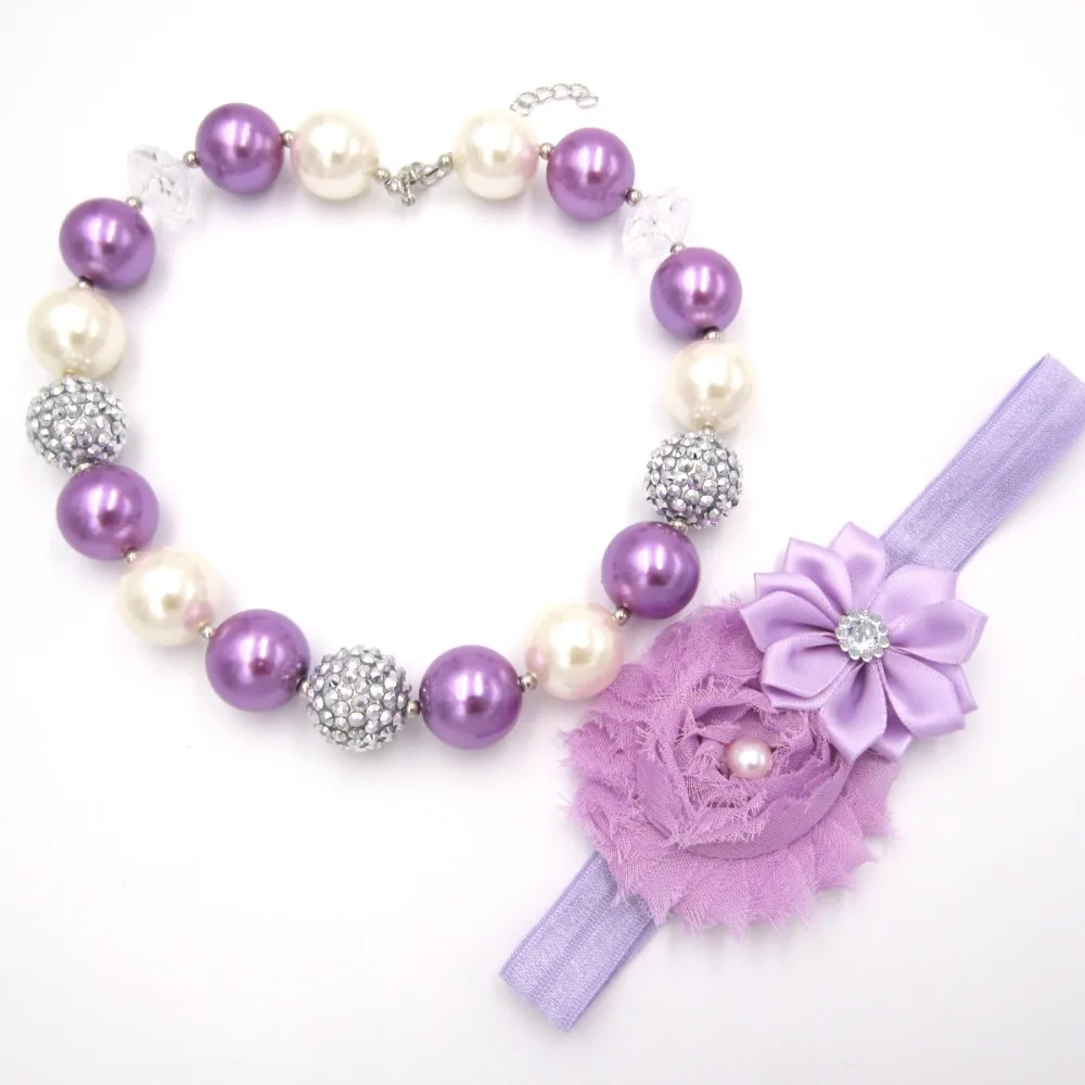 Ободок на голову для девочек фиолетовое ожерелье с жемчугом повязка цветами