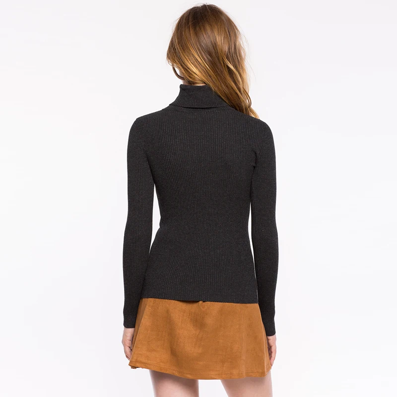 HYH HAOYIHUI New Fashion Spring Sweater 2018 Women Cloth High Neckline Solid Black Pullover Knit Long Sleeve Slim Casual | Женская