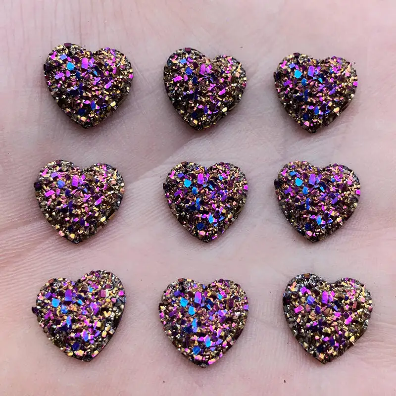 B269 Bling 80 шт 12 мм AB цвета выпуклая минеральная поверхность сердце смолы Стразы с плоским основанием камень Кабошон DIY Свадебные украшения ремесла - Цвет: B269