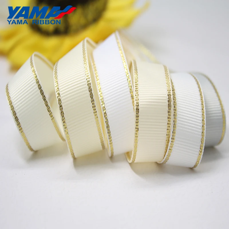 YAMA золото металлик Край Grosgrain лента 6 мм 9 мм 16 мм 25 мм 38 мм широкая цена 100 ярдов Diy для украшения подарочных упаковок свадебные ремесла