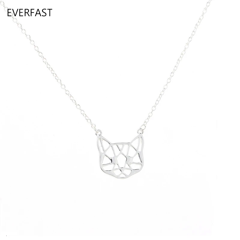 Everfast 1 шт. оригами Cat Голова подвеска Воротник Ожерелье милый маленький полый