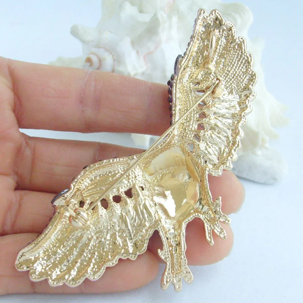 Уникальная брошь с орлом в виде птицы фиолетовая австрийская подвеска