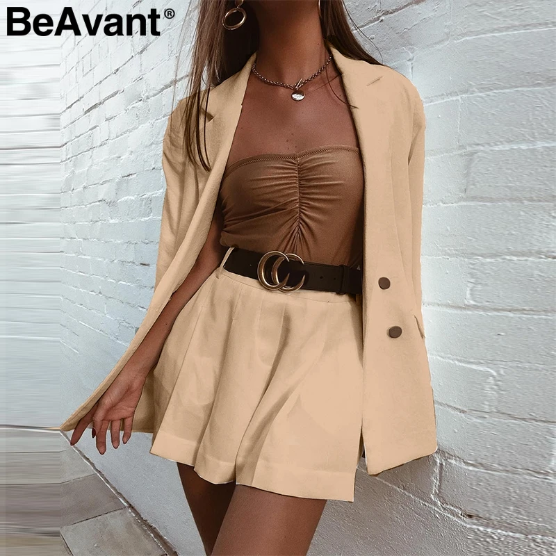 BeAvant Повседневный шорты с поясом женские пиджак короткие брюки Streetwear твердые