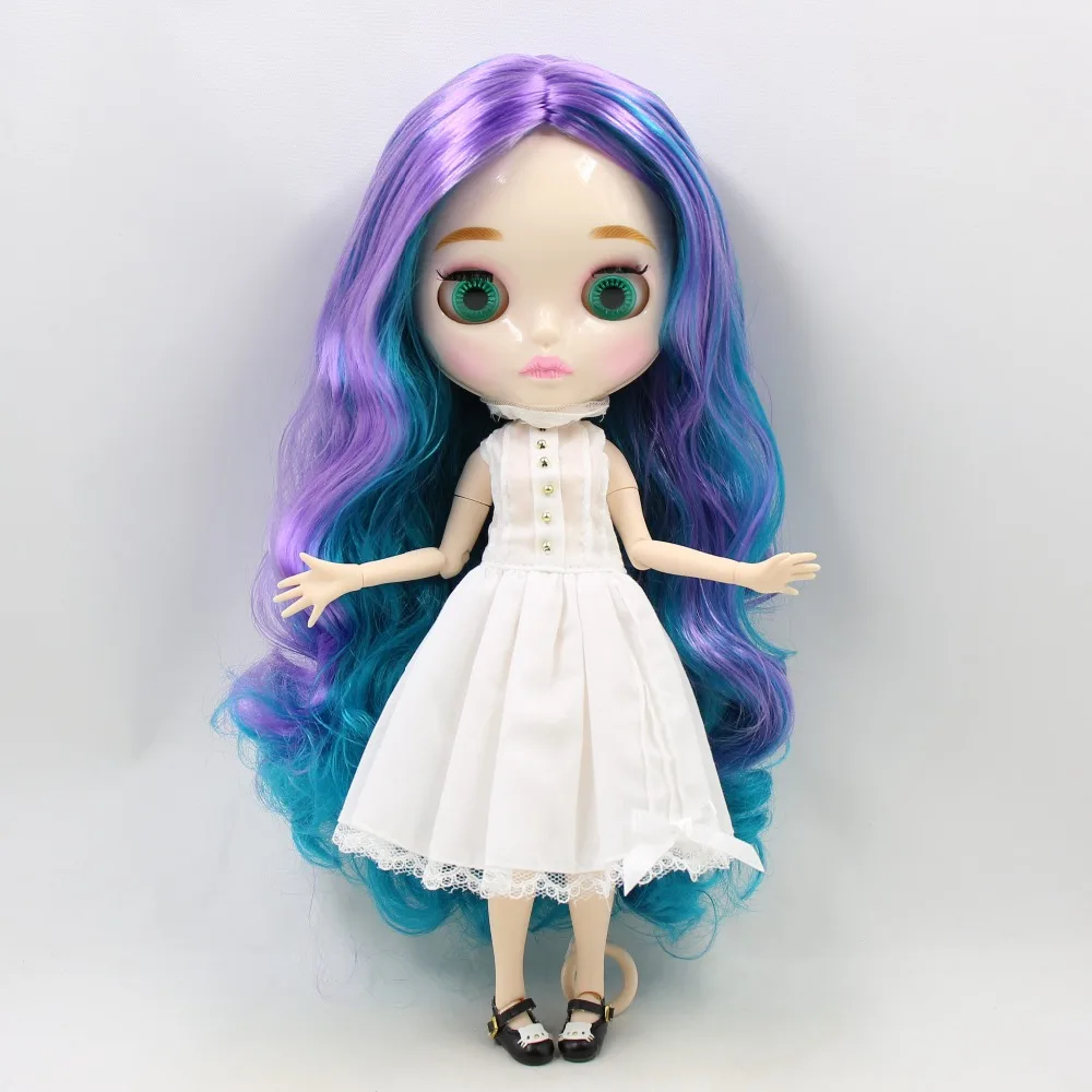 Ледяная кукла DBS Blyth 280BL4302/7216 фиолетовые и синие волосы блестящее лицо новая