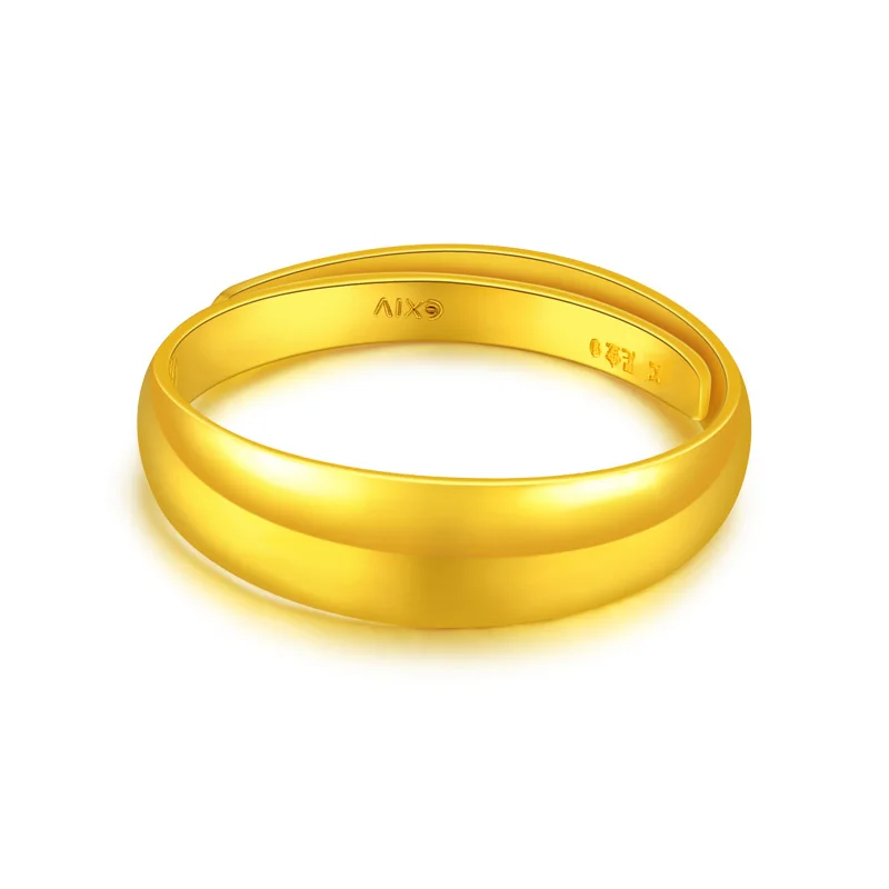 Pure 999 24K Yellow Gold Ring Women Smooth Mom's Gift P6301 | Украшения и аксессуары