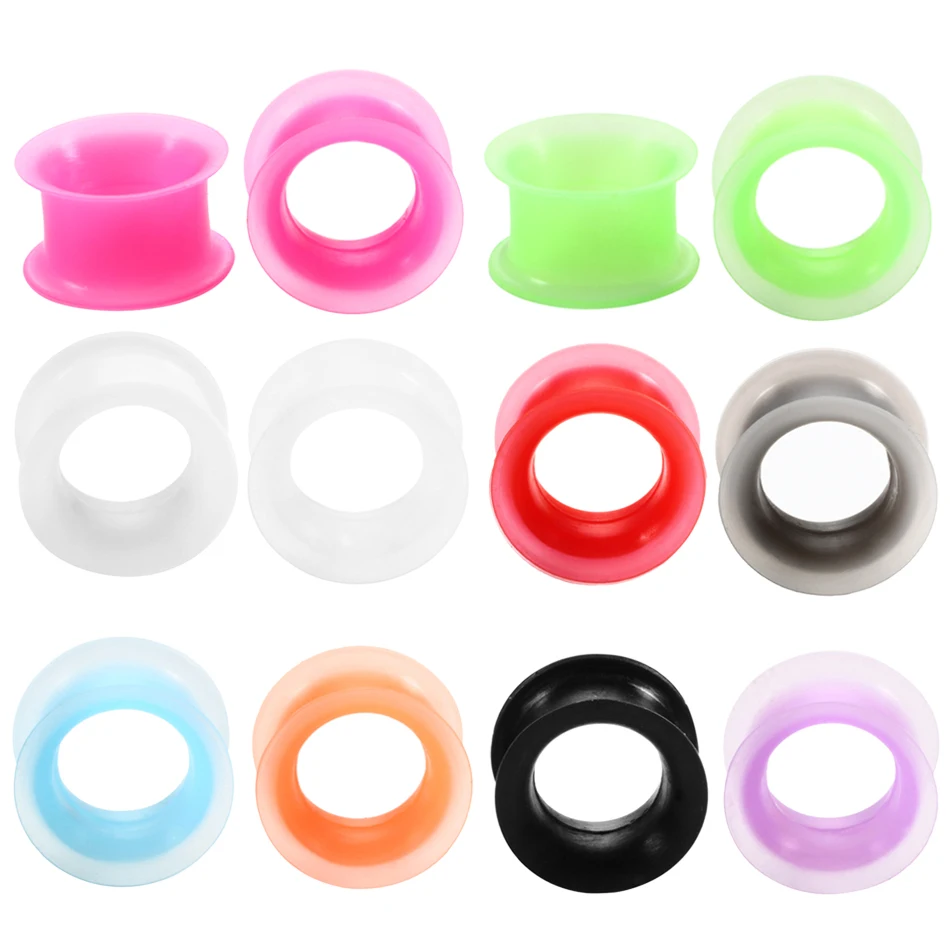 2PC Silicone Earrings Double Flare Flexible Plugs and Tunnels Solft Gauge Plugs Piercing Ear Tunnel Ear Gauge Expander Stretcher