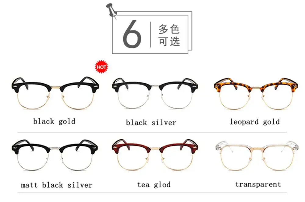 

2019 Half Metal Women Glasses Frame Eyewear Men Eyeglasses Frame Vintage Square Clear Glasses Optical Spectacle Frame Spectacles