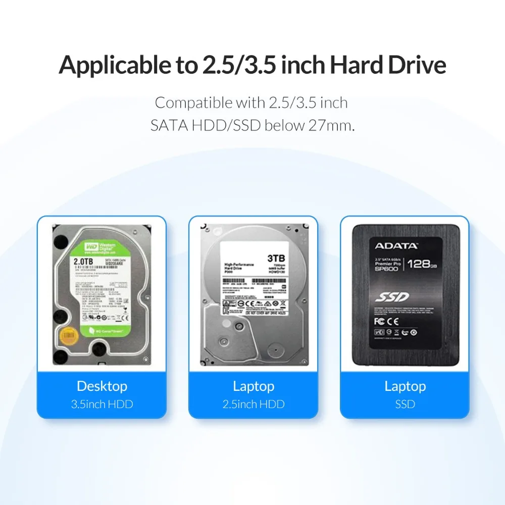 ORICO 2 5 3 ''SATA к USB 1 HDD чехол 10 Гбит/с Gen2 поддержка UASP Type C Чехол прозрачный SSD