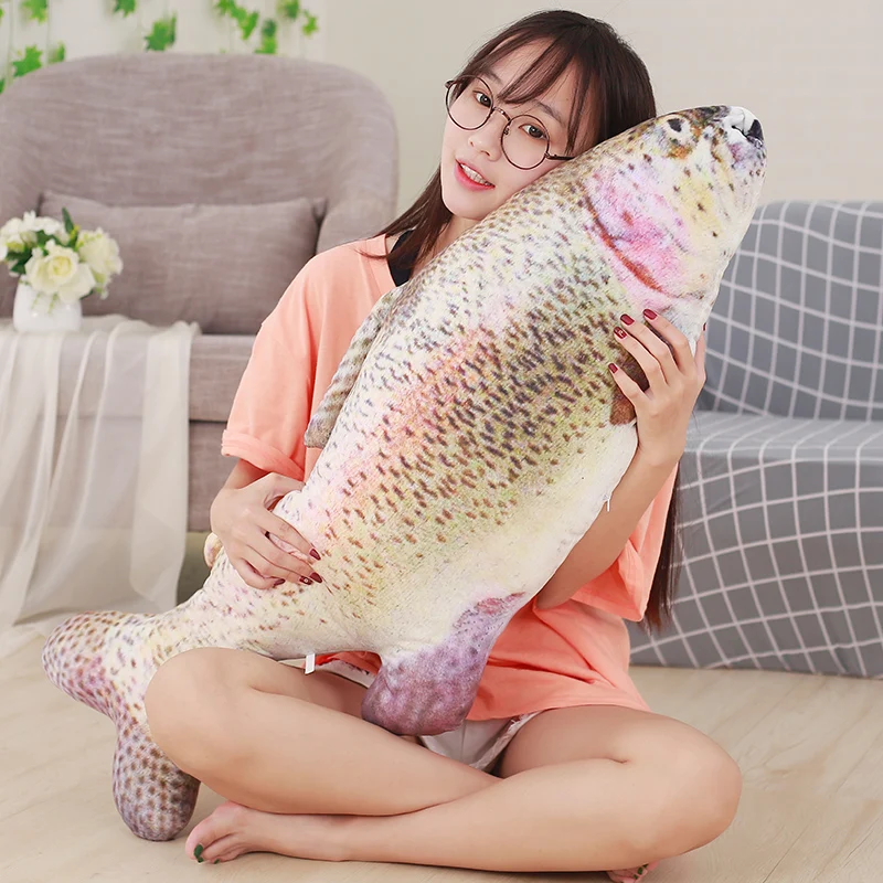 

1pc 40/60 cm Simulation Salmon Pillow lifelike Modelling Plush Toy Soft Stuffed fish Doll Cute Cushion Creative gifts child kid