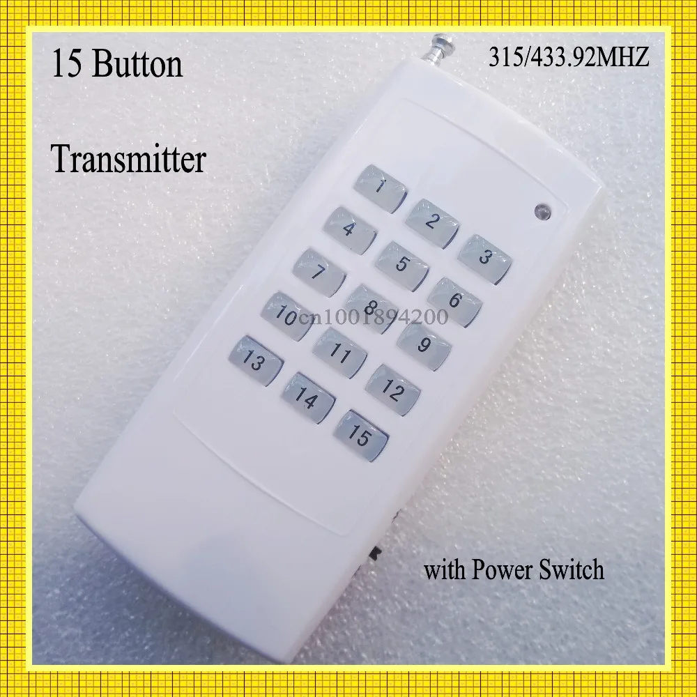 

15 Channel 15 Buttons/Key RF Wireless Remote Controller /Radio Controller/Transmitter Receiver Fittings 315MHZ 433MHZ PT2264