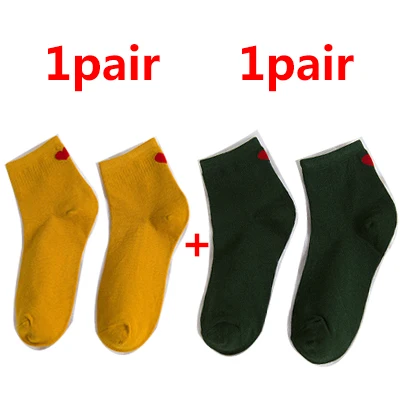 2pair 1/2/3 пары Демисезонный футболки красного цвета с сердцем и надписью «Love» Для женщин хлопковые носки модные милые сердцу пятки носки Harajuku для девочек женские теплые носки Meias - Цвет: 2pair
