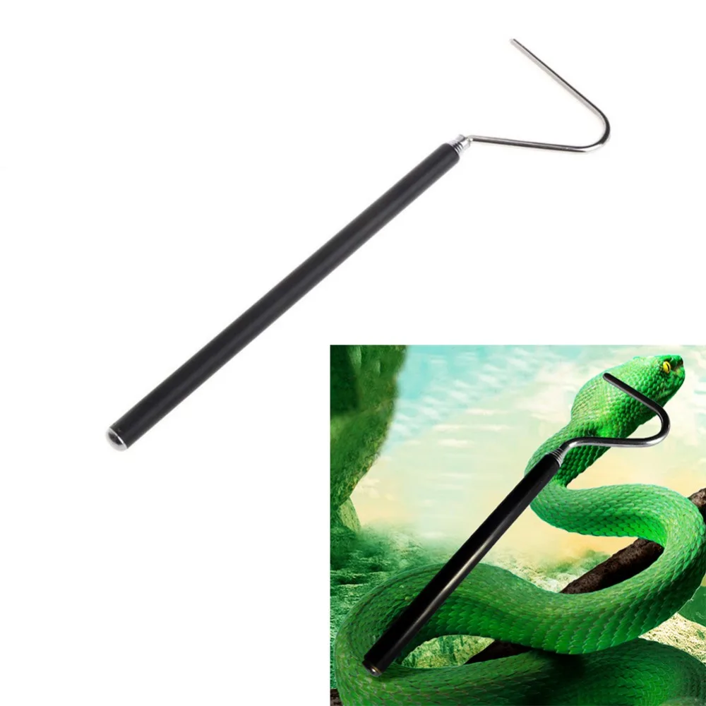 

Small Snake Hook Reptile Catcher Stainless Steel Retractable Snake Trap Black Adjustable Long Handle Catching Tools