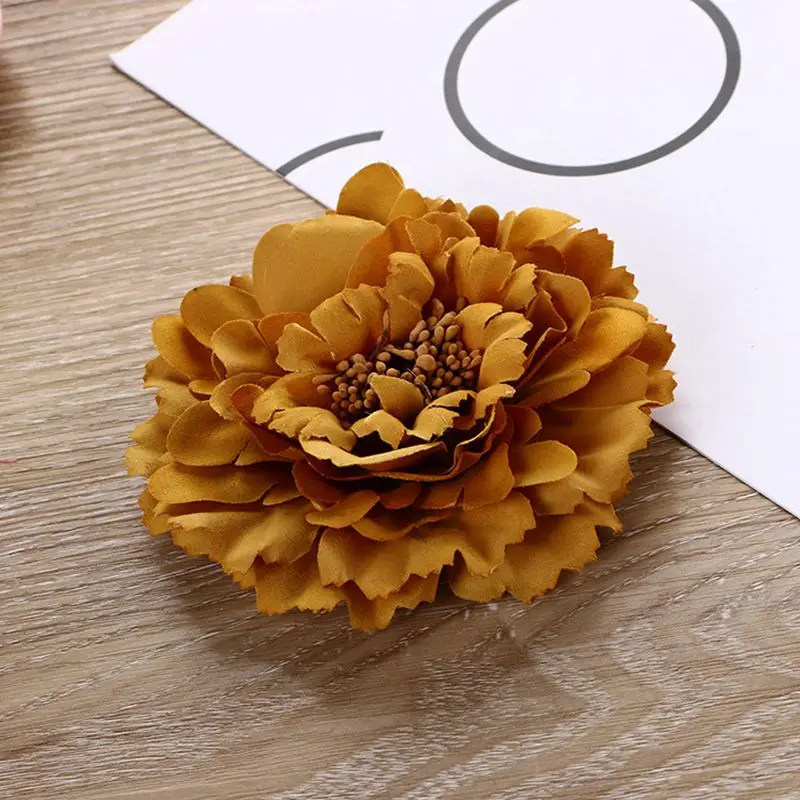 Золотой Женские аксессуары для волос, большой цветок пиона, заколки для волос, тканевая Цветочная Брошь, женские заколки для волос, пляжное платье, заколки для волос - Цвет: Золотой