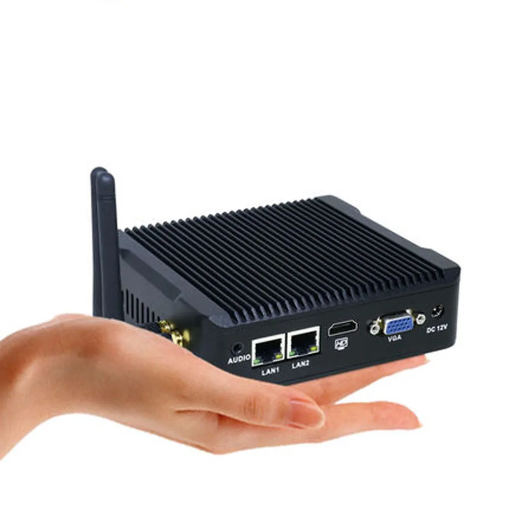 Celeron J1900 Quad Core Mini PC Fanless Mini Computer with VGA HDMI Dual LAN 2 NIC Port 2 COM or 1 COM Nettop Windows 7 Computer