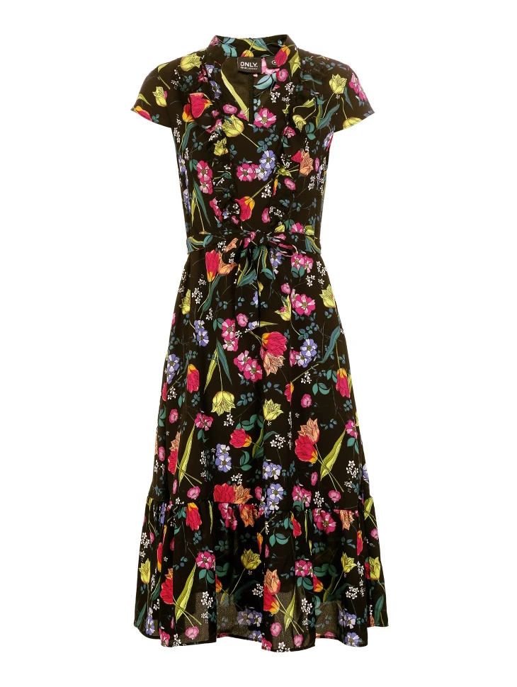 Только, летнее женское платье, Новое шифоновое платье с v-образным вырезом и завязками на талии | 118107664