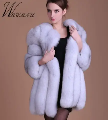Пальто женское из искусственного лисьего меха, зимнее, плотное, теплое, большого размера, S-4XL