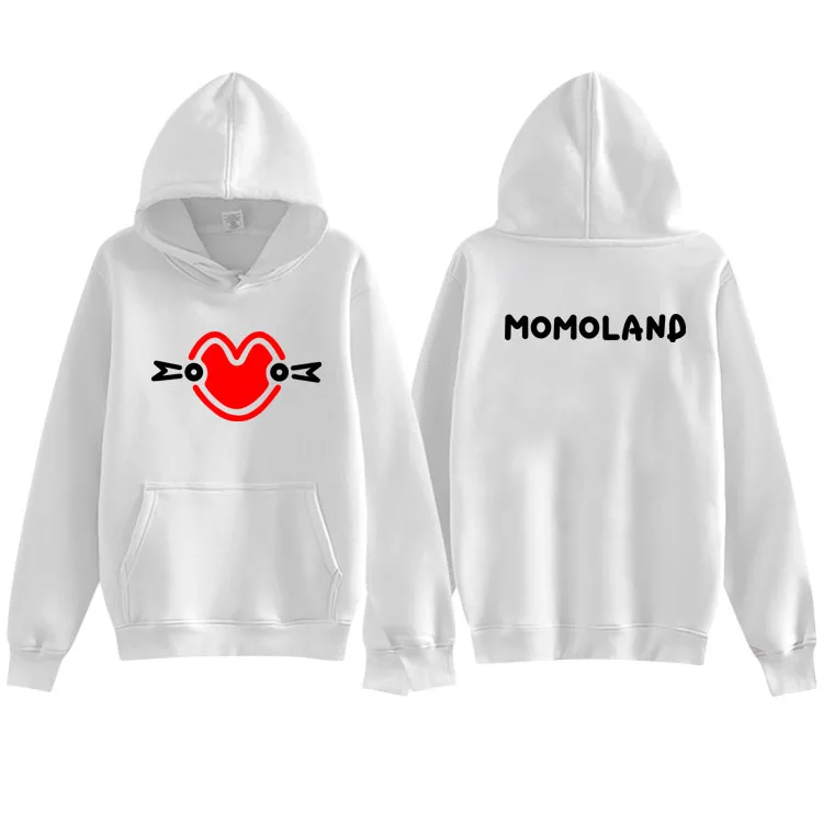 

Momoland concert same heart printing pullover loose hoodies kpop autumn winter fleece/thin fashion sweatshirt 4 colors