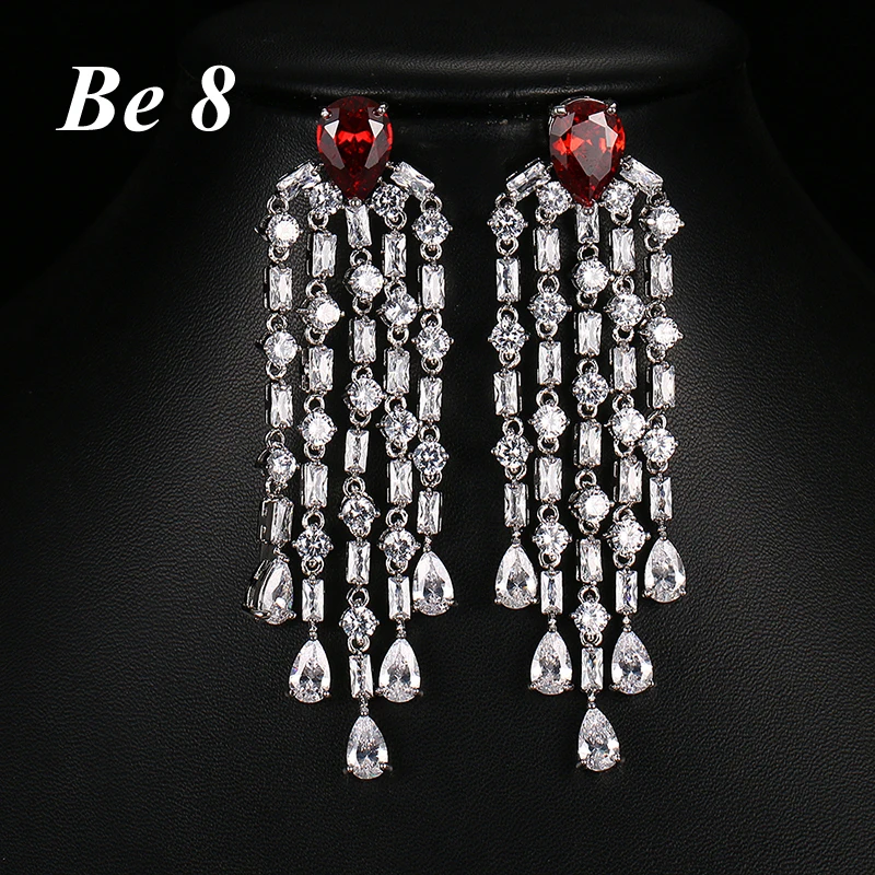 Be8 Brand AAA Cubic Zirconia Elegent Tassel Dangle Earrings Fashion Luxury 4 Coulorful Style For Women Party Gifts Choice E-207 | Украшения