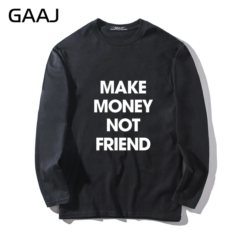 Футболка мужская и женская с принтом GAAJ хлопковая футболка надписью make money not friend