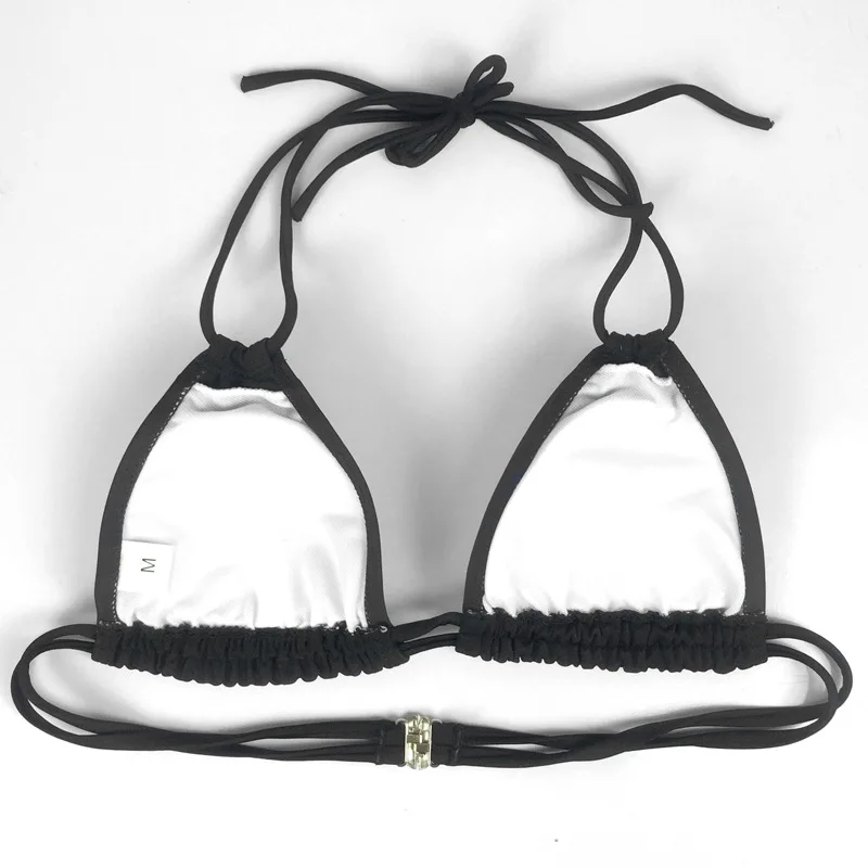 Розовый пикантный черный трикини бикини для женщин 2017 полосатый бандажный