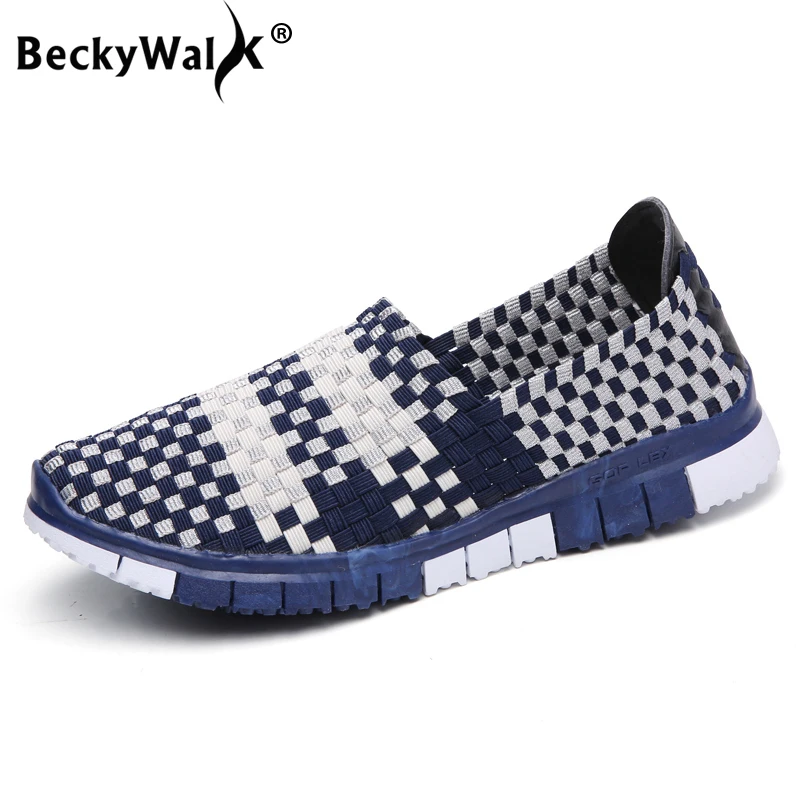 Лоферы BeckyWalk женские повседневная плетеная обувь на плоской подошве без застежки