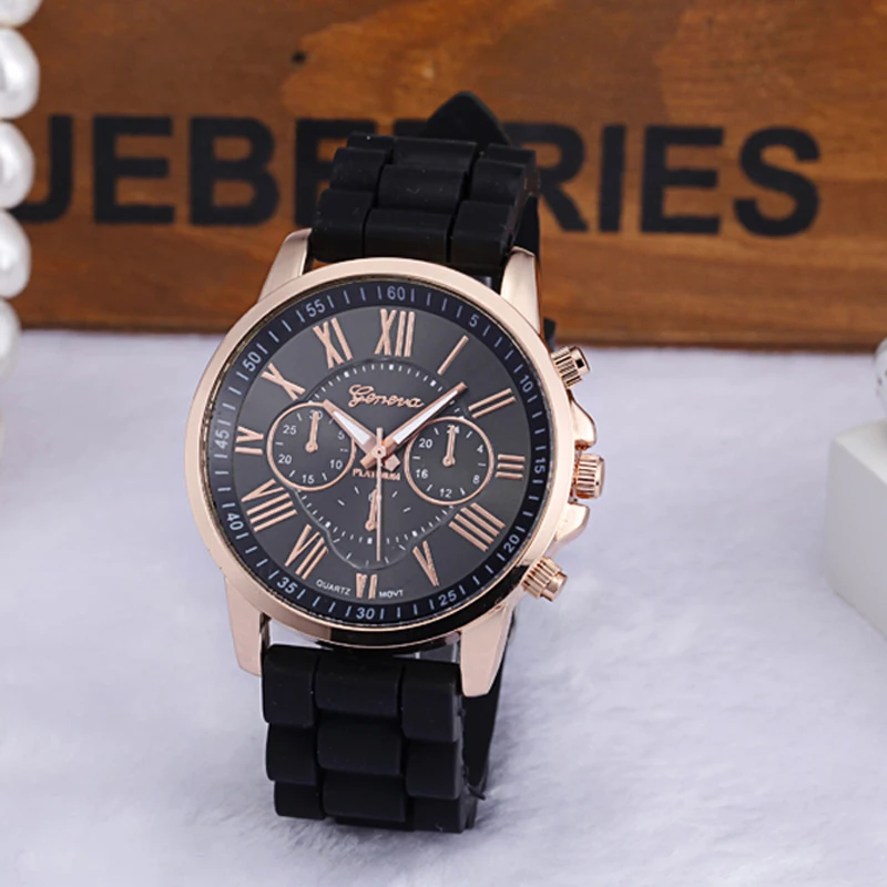 Модные женские Женевские Часы повседневные кварцевые часы с силиконовым