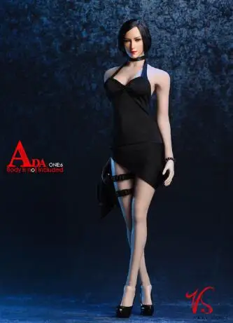 black Аксессуары для корректировки фигуры 1:6 сексуальное 18XG14 Ada Wong платье набор 1/6 висячая Шея длинная юбка черный красный цвета для большой груди тела - Цвет: black