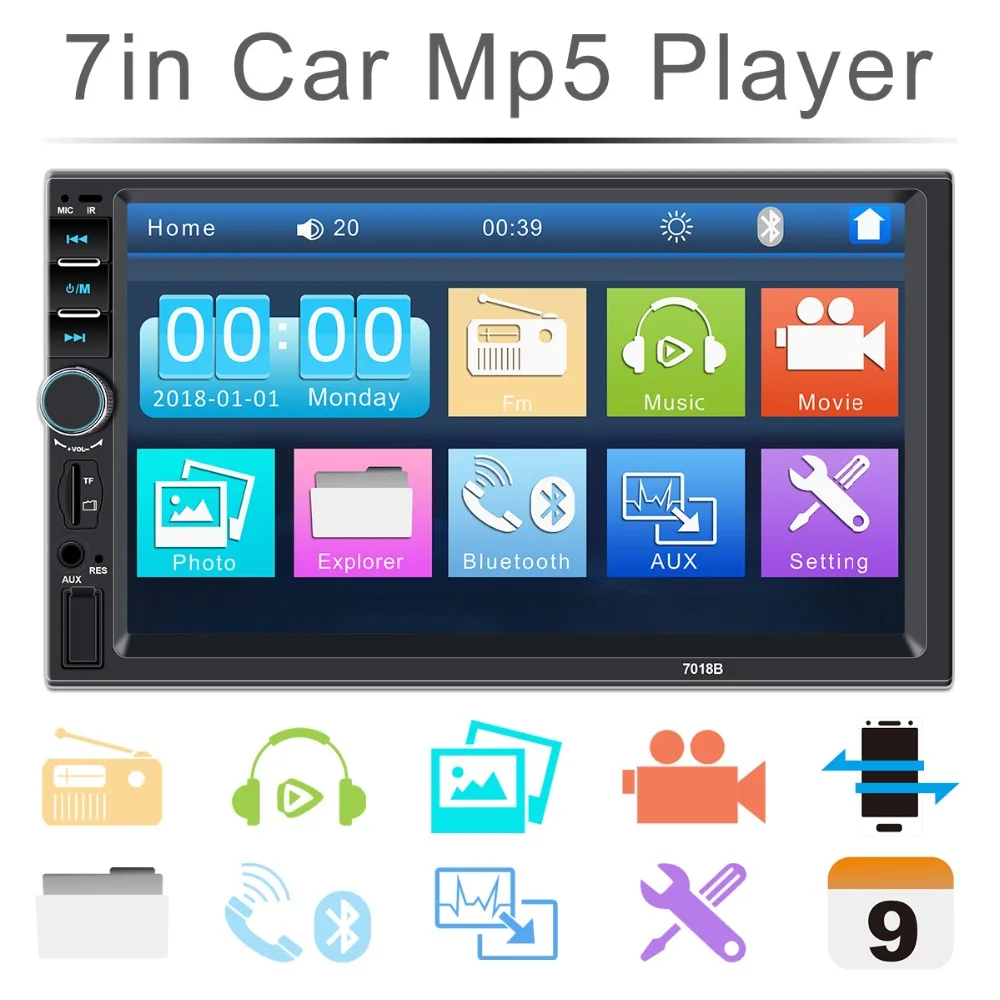 HD 7 &quot2 Din Автомобильный Радио Coche Сенсорный экран Аудио Bluetooth USB заднего вида