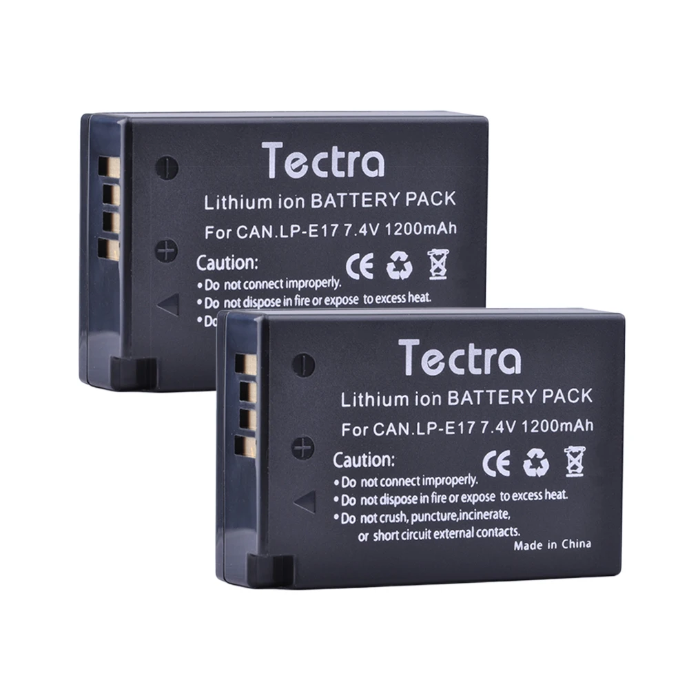

Tectra 2pcs LP E17 1200mAh Battery for Canon LP-E17 EOS 200D EOS 800D Rebel T6i 750D T6s 760D M3 8000D Kiss X8i Camera Battery