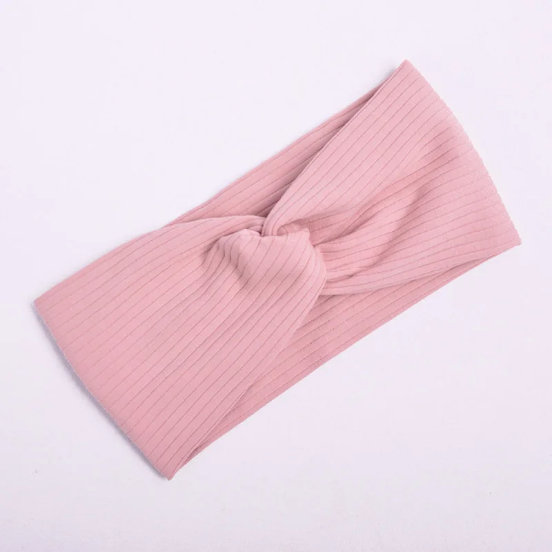 style 3 pink Женская повязка на голову, сплошной цвет, широкий тюрбан, твист, вязаная, хлопок, повязка на голову, спиральная, двойная, для девушек, макияж, Эластичные аксессуары, ленты для волос - Цвет: style 3 pink