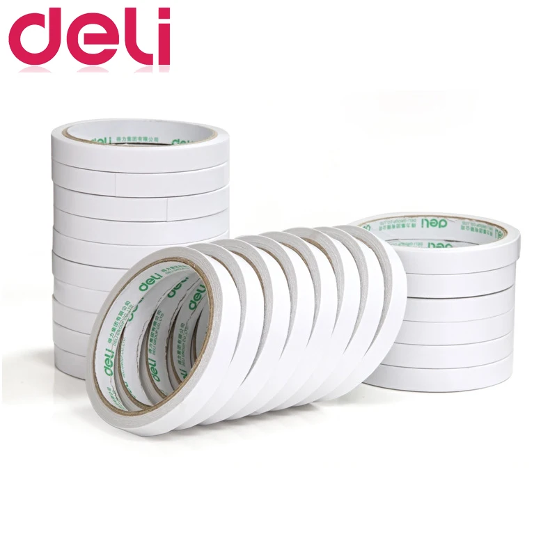 Deli 24 шт. Двусторонняя лента сильная липкая 12mmx10y белая хлопковая бумага легко