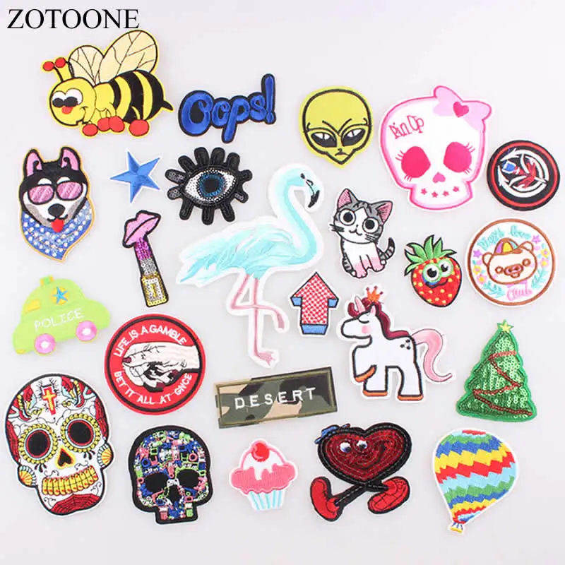 ZOTOONE 1 шт. кошка череп брови Фламинго нашивка с клубникой вышивкой