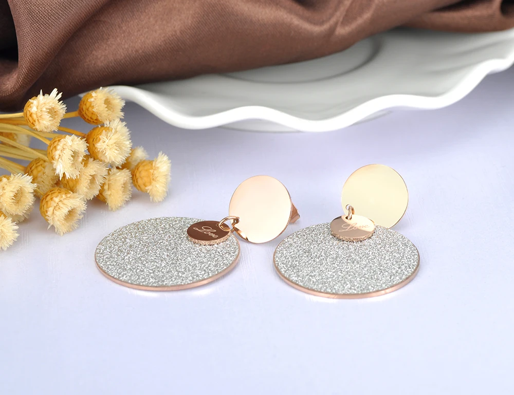 YiKLN модные офисные серьги из нержавеющей стали ювелирные изделия цвета розового