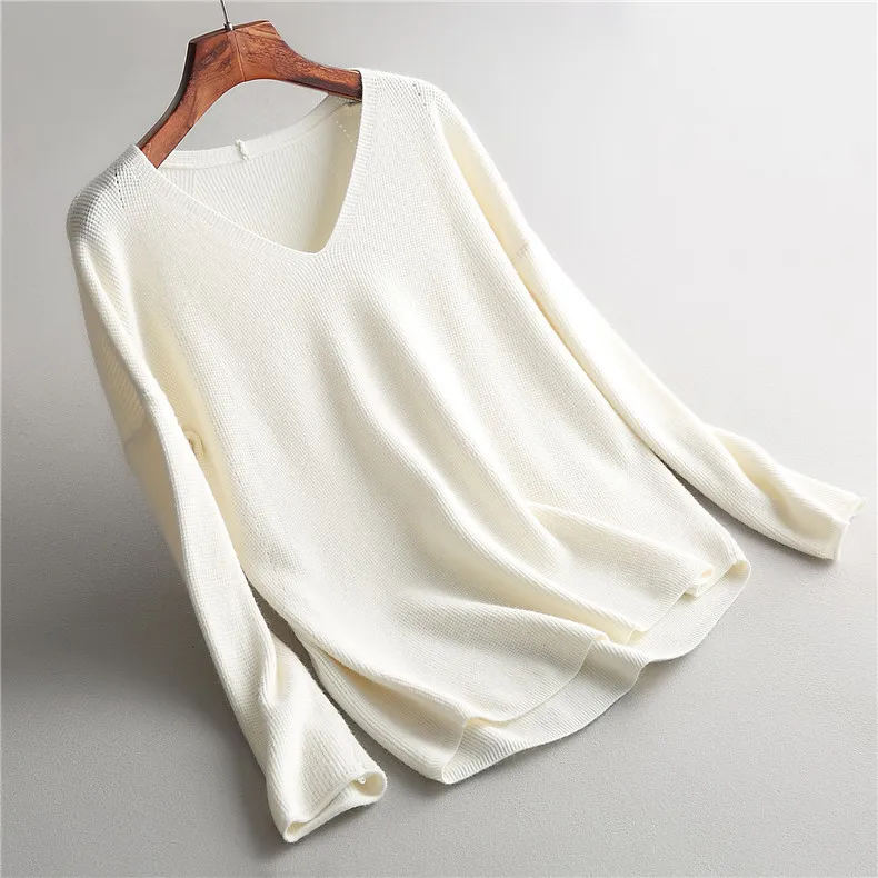 INNASOFAN sweater Female Autumn-winter thick loose-fitting Euro-American fashion with V-collar and long sleeves | Женская одежда
